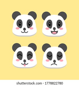 Cute cartoon head panda illustration vector design collection