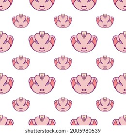 cute cartoon head pattern for kids. Repeat pattern for packaging, textile, gift wrapper, wallpaper, etc. pattern swatch added to swatch panel.