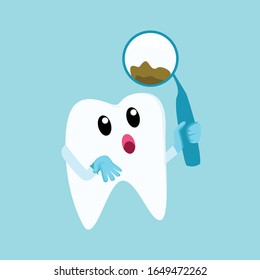 cute cartoon healthy tooth with decay problem