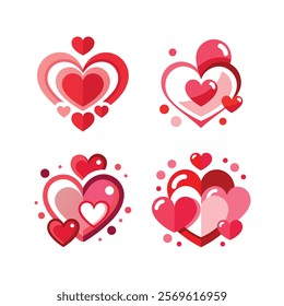 Cute Cartoon Heart Designs for Valentine Day vector design