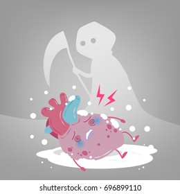 cute cartoon heart with health problem concept