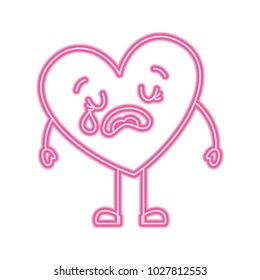 cute cartoon heart love crying sad character