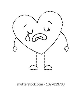 cute cartoon heart love crying sad character