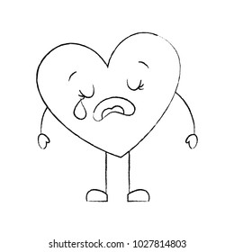 cute cartoon heart love crying sad character