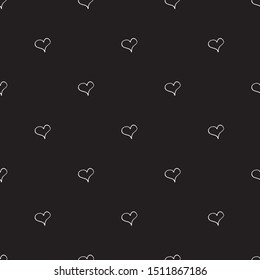 Cute cartoon heart pattern with hand drawn hearts. Sweet vector black and white heart pattern. Seamless monochrome doodle heart pattern for textile, wallpapers, wrapping paper, cards and web.
