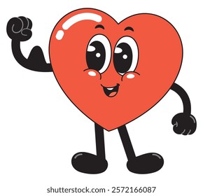 Cute Cartoon Heart strong Character Illustration