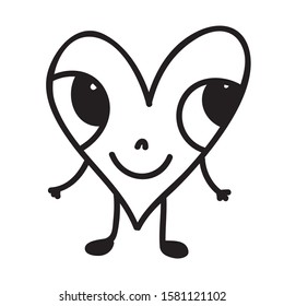 Cute cartoon heart. Vector illustration