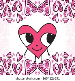 Cute cartoon heart. Vector illustration