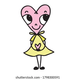 Cute cartoon heart. Vector illustration