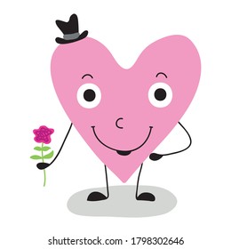 Cute cartoon heart. Vector illustration