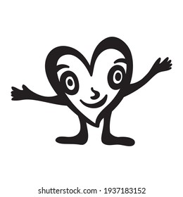 Cute cartoon heart. Vector illustration
