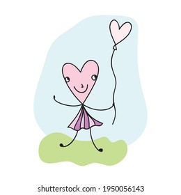 Cute cartoon heart. Vector illustration