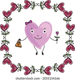 Cute cartoon heart. Vector illustration