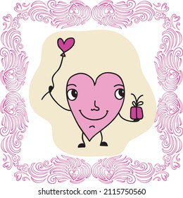 Cute cartoon heart. Vector illustration