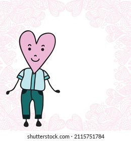 Cute cartoon heart. Vector illustration