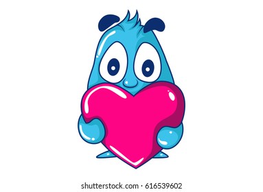 Cute Cartoon with a heart. Vector Illustration. Isolated on white background.