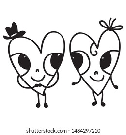 Cute cartoon hearts. Vector illustration