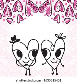 Cute cartoon hearts. Vector illustration