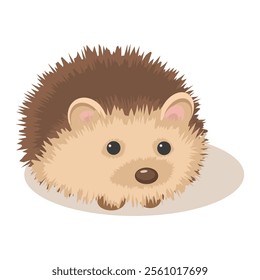 Cute cartoon hedgehog with brown needles. Vector illustration.