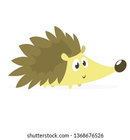  Cute cartoon hedgehog character. Isolated on white background. Vector illustration flat design