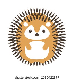 Cute Cartoon Hedgehog Illustration on White Background