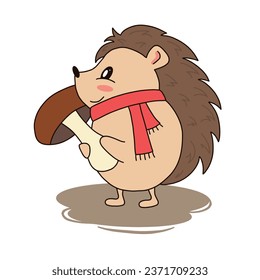 Cute Cartoon Hedgehog isolated on a white background.Happy.Image for card,poster,banner,print,screen.