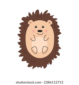 Cute cartoon hedgehog isolated on white background. Forest animal. Vector illustration