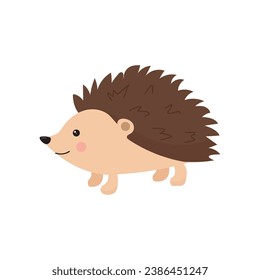 Cute cartoon hedgehog isolated on white background. Forest animal. Vector illustration