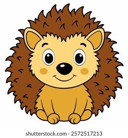 Cute cartoon hedgehog isolated on white background. Side view. Vector illustration.