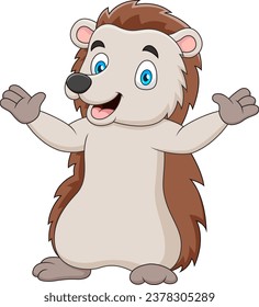 Cute cartoon hedgehog mascot posing. Vector illustration