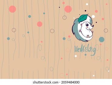 Cute Cartoon Hedgehog on a pink background