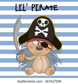 Cute cartoon Hedgehog in a pirate hat
