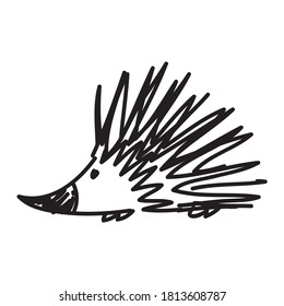 Cute cartoon hedgehog sketch. Vector illustration