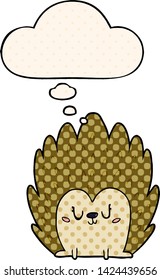 adorable erizo de dibujos animados con burbuja de pensamientos en el estilo de un libro de historietas