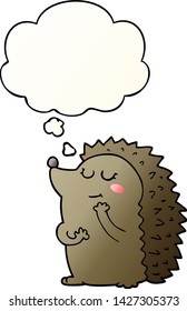 cute cartoon hedgehog with thought bubble in smooth gradient style