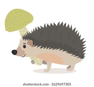 Cute cartoon Hedgehog. Vector funny animal illustration isolated on white background.