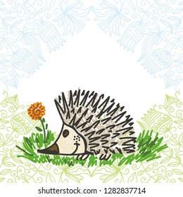Cute cartoon hedgehog. Vector illustration