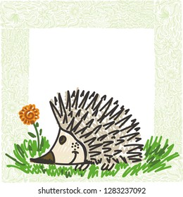 Cute cartoon hedgehog. Vector illustration