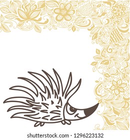 Cute cartoon hedgehog. Vector illustration