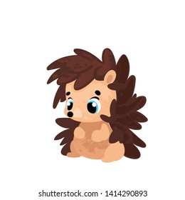 Cute cartoon hedgehog. Vector illustration in children's style, for children's books.