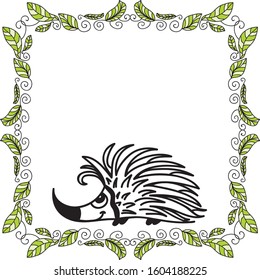 Cute cartoon hedgehog. Vector illustration