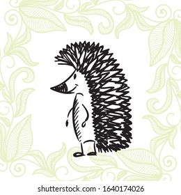 Cute cartoon hedgehog. Vector illustration