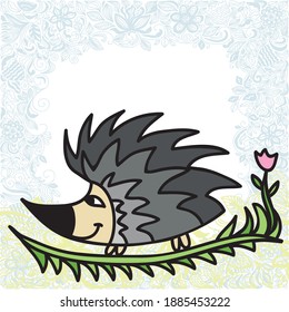 Cute cartoon hedgehog. Vector illustration