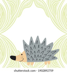 Cute cartoon hedgehog. Vector illustration