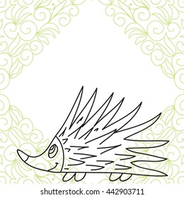 Cute cartoon hedgehog. Vector illustration.