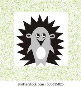 Cute cartoon hedgehog. Vector illustration.