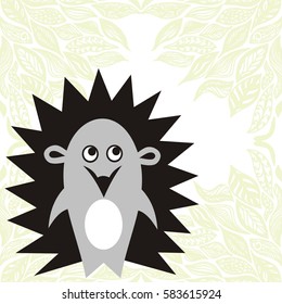 Cute cartoon hedgehog. Vector illustration.
