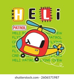 Cute Cartoon helicopter , Flat Vector Illustration