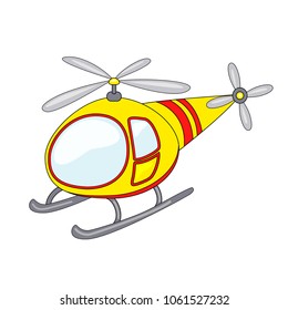 Cute cartoon helicopter. Vector illustration isolated on white background. Vector vehicles.