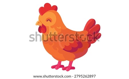 Cute cartoon hen character flat chicken vector illustration 